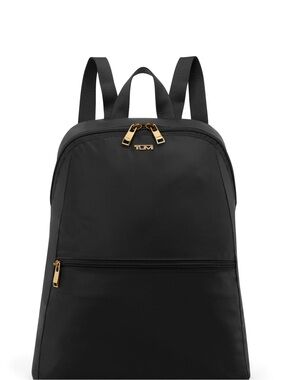 NEW! Tumi Black Nylon Just in Case Backpack with Gold-Tone Hardware Accents